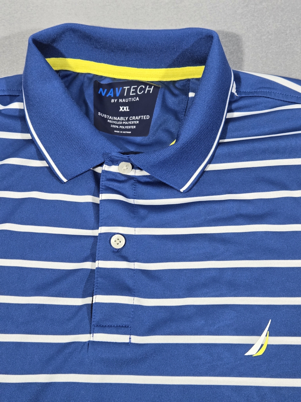 Men's Blue Striped Polo Shirt